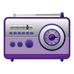 Violet fm radio icon. Cartoon of violet fm radio vector icon for web design isolated on white background