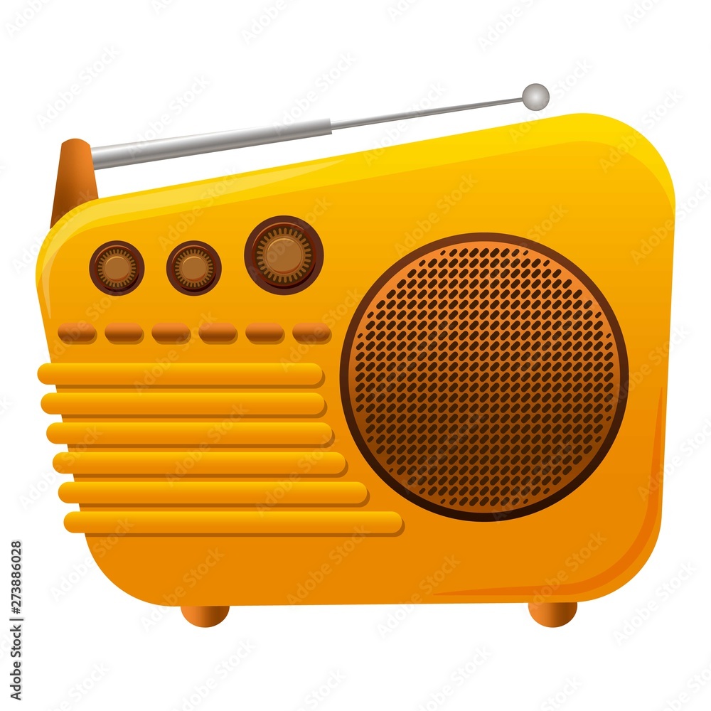 Poster yellow color radio icon. cartoon of yellow color radio vector icon for web design isolated on white 
