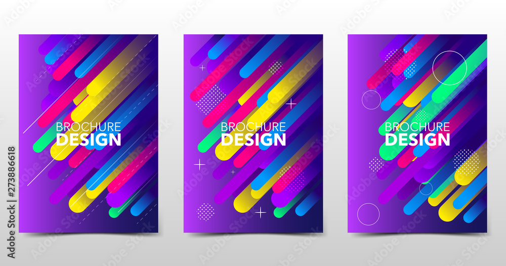 Wall mural set of modern colorful backgrounds with trendy gradients and dot patterns, colored minimalistic shap