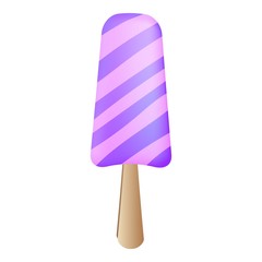 Violet striped popsicle icon. Cartoon of violet striped popsicle vector icon for web design isolated on white background