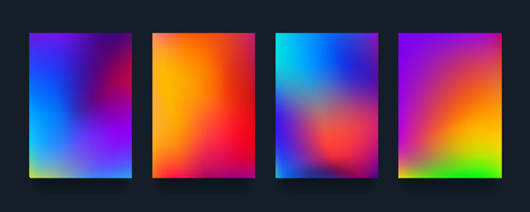 Minimal covers design set. Modern awesome halftone gradients. Cool future abstract geometric template. Colorful vector banner poster composition.