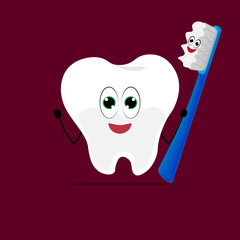 Molar tooth icon with toothbrush.