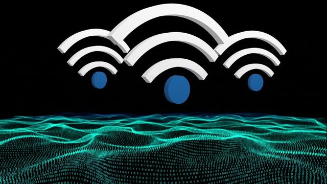 WiFi symbol and a land graph