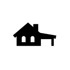 house with garage flat vector icon