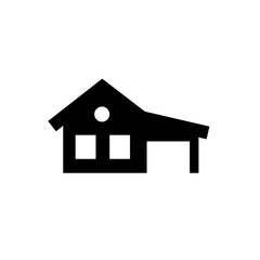 house with garage flat vector icon