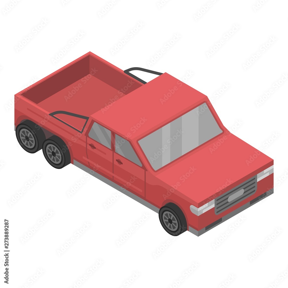 Poster modern red pickup icon. isometric of modern red pickup vector icon for web design isolated on white 