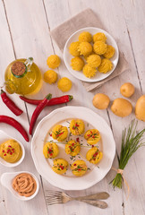 Duchess potatoes sandwiches.