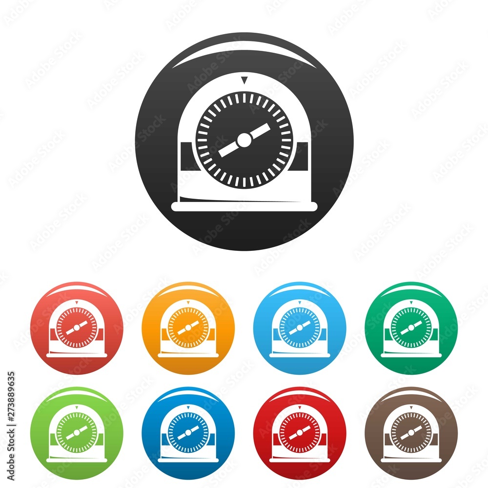 Poster swim clock icons set 9 color vector isolated on white for any design