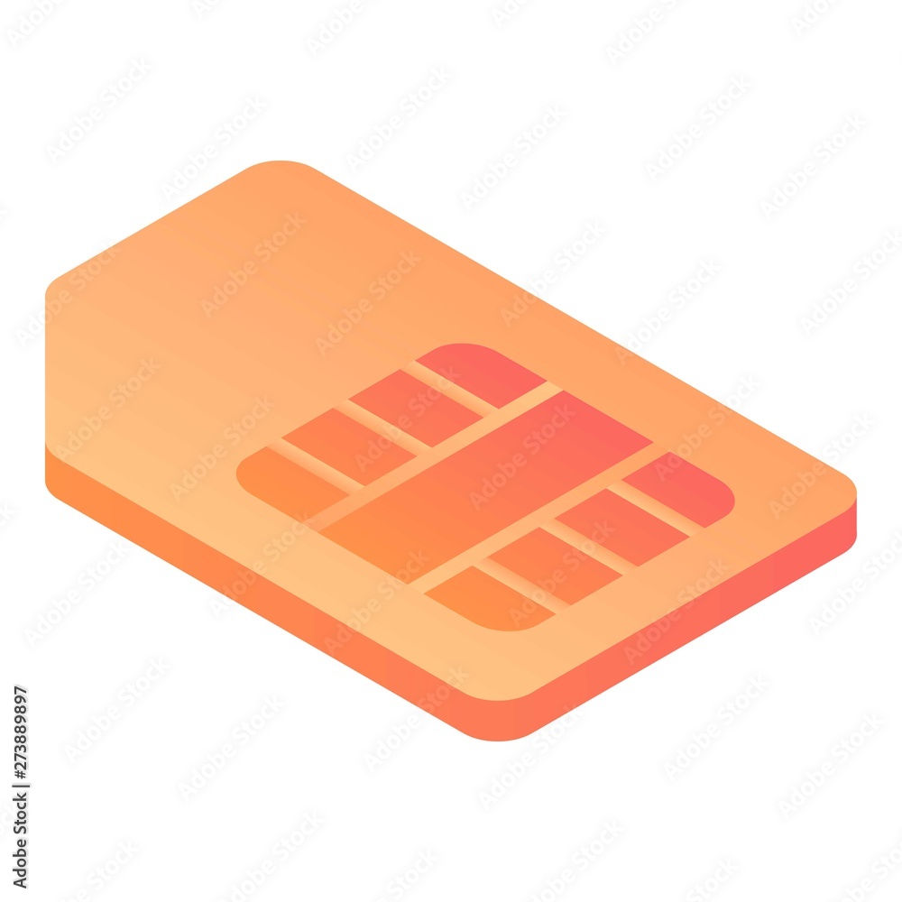 Poster phone sim card icon. isometric of phone sim card vector icon for web design isolated on white backgr