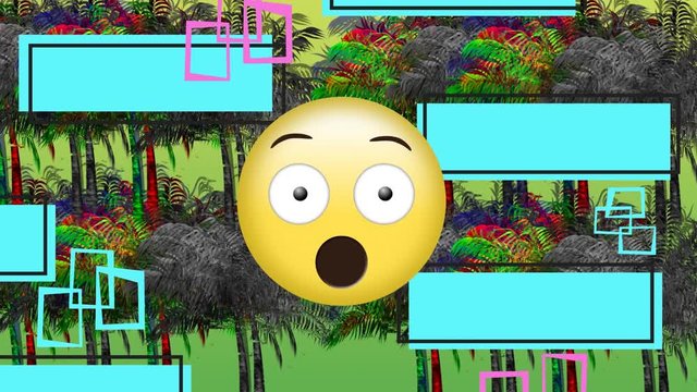 Surprised emoji and palm trees