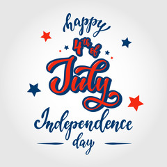 cute hand lettering quote 'Happy 4th of July. Independence day' for posters, banners, prints, cards, postcards, invitations, etc.'