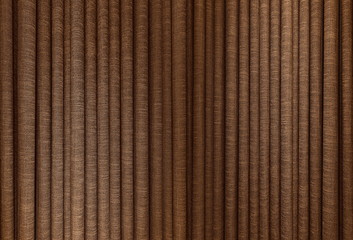 Corrugated pattern and textured of the brown fabric curtains or the drape inside the room with interior decoration