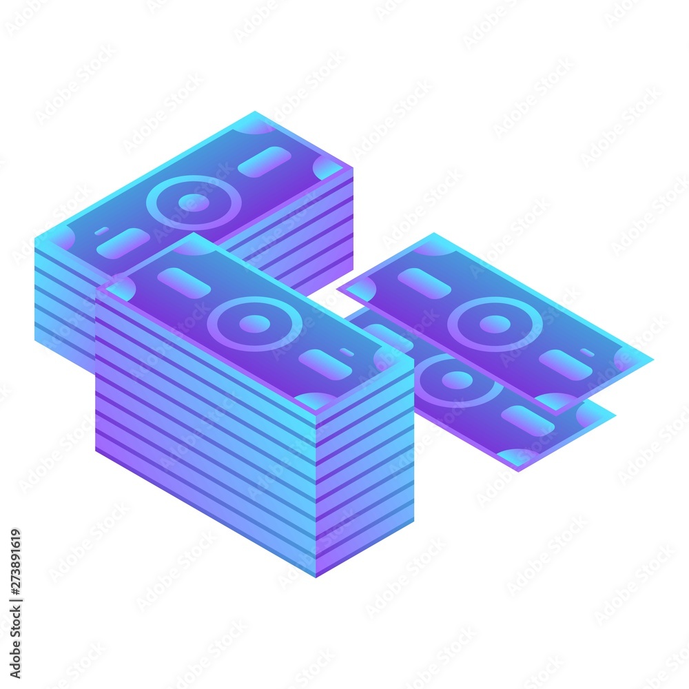 Aufkleber money stack icon. isometric of money stack vector icon for web design isolated on white background