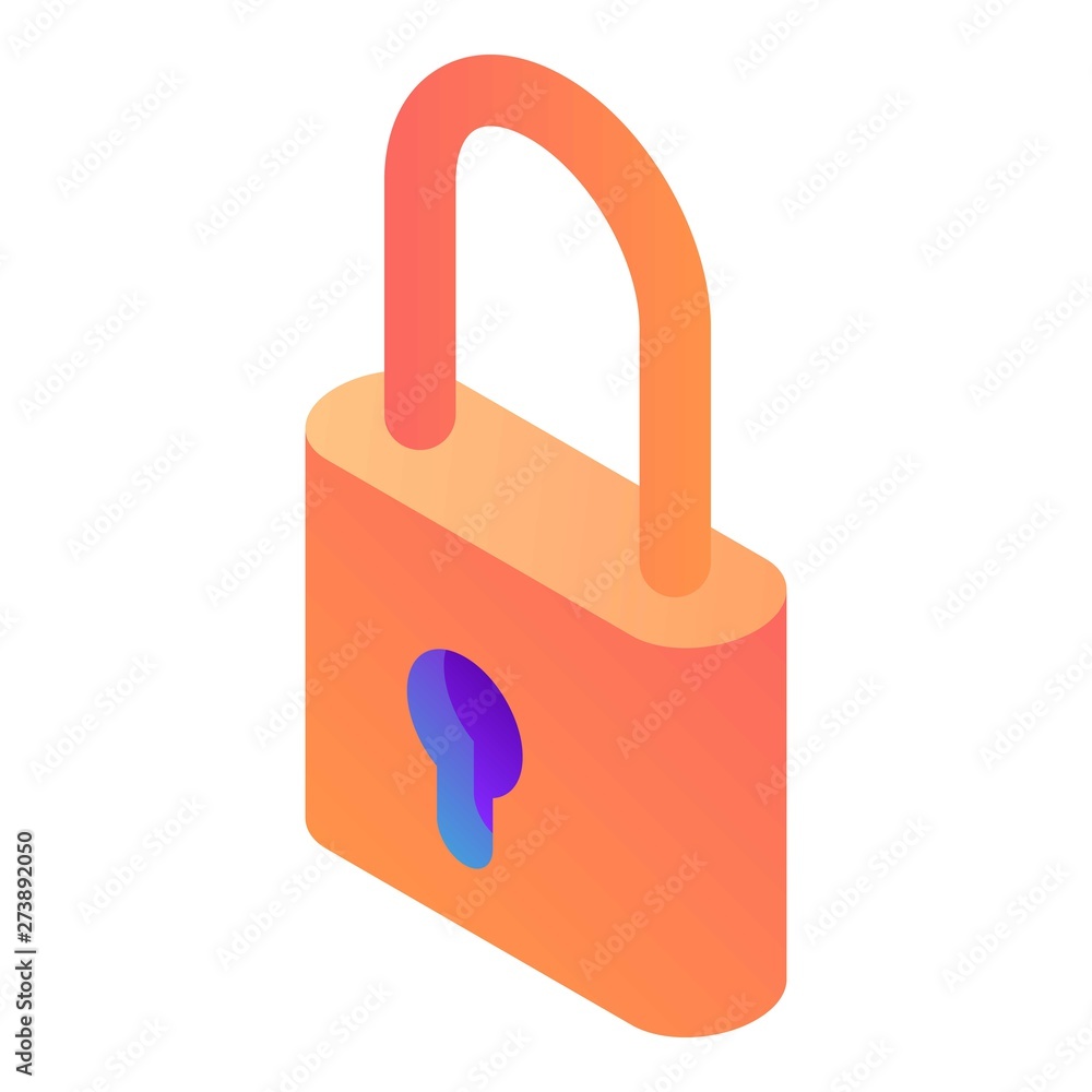 Poster padlock icon. isometric of padlock vector icon for web design isolated on white background