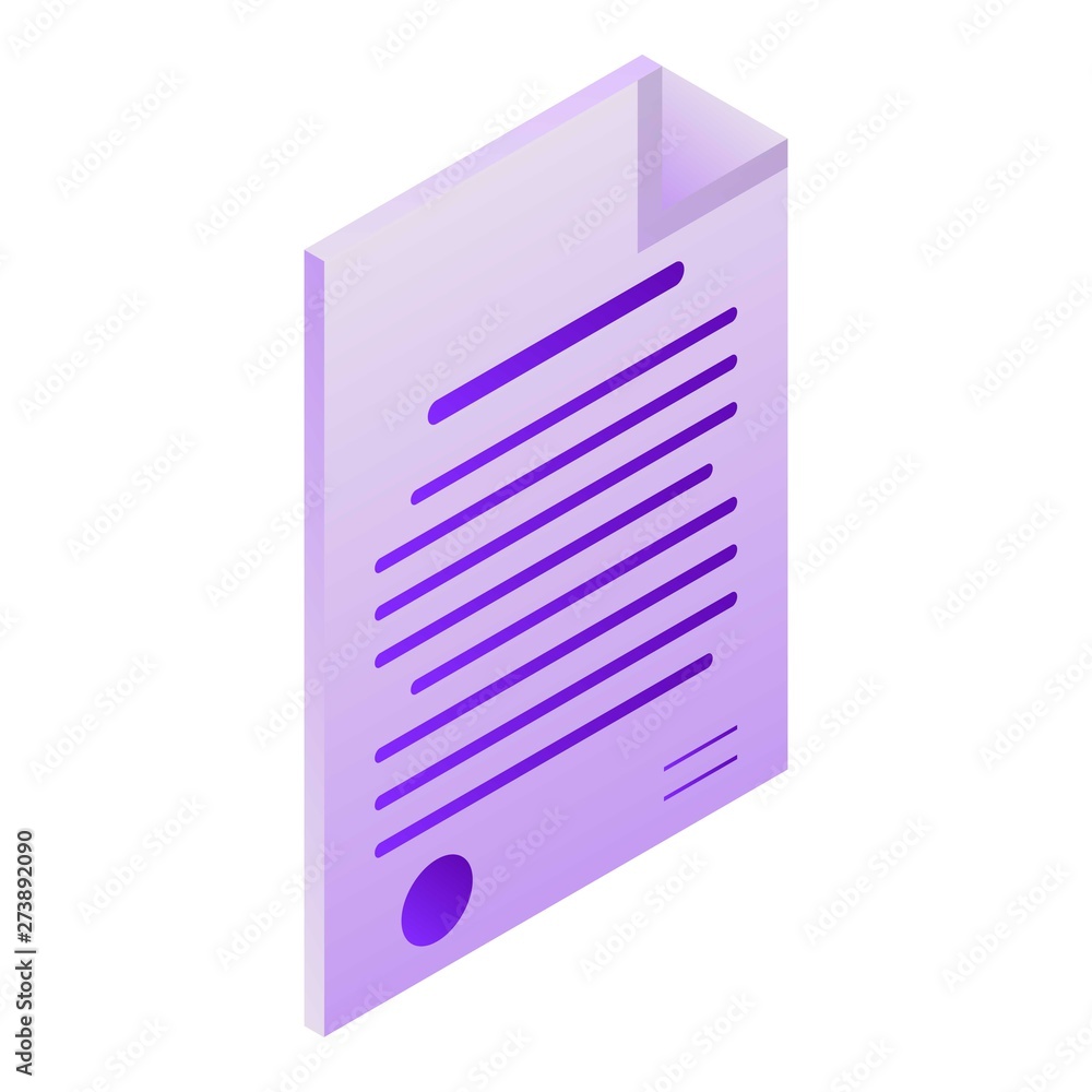 Poster document paper icon. isometric of document paper vector icon for web design isolated on white backgr
