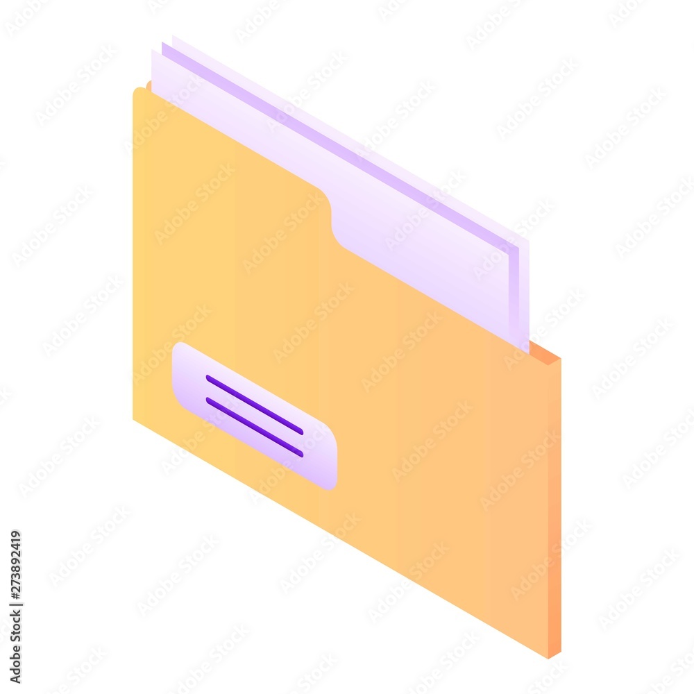Poster yellow folder icon. isometric of yellow folder vector icon for web design isolated on white backgrou