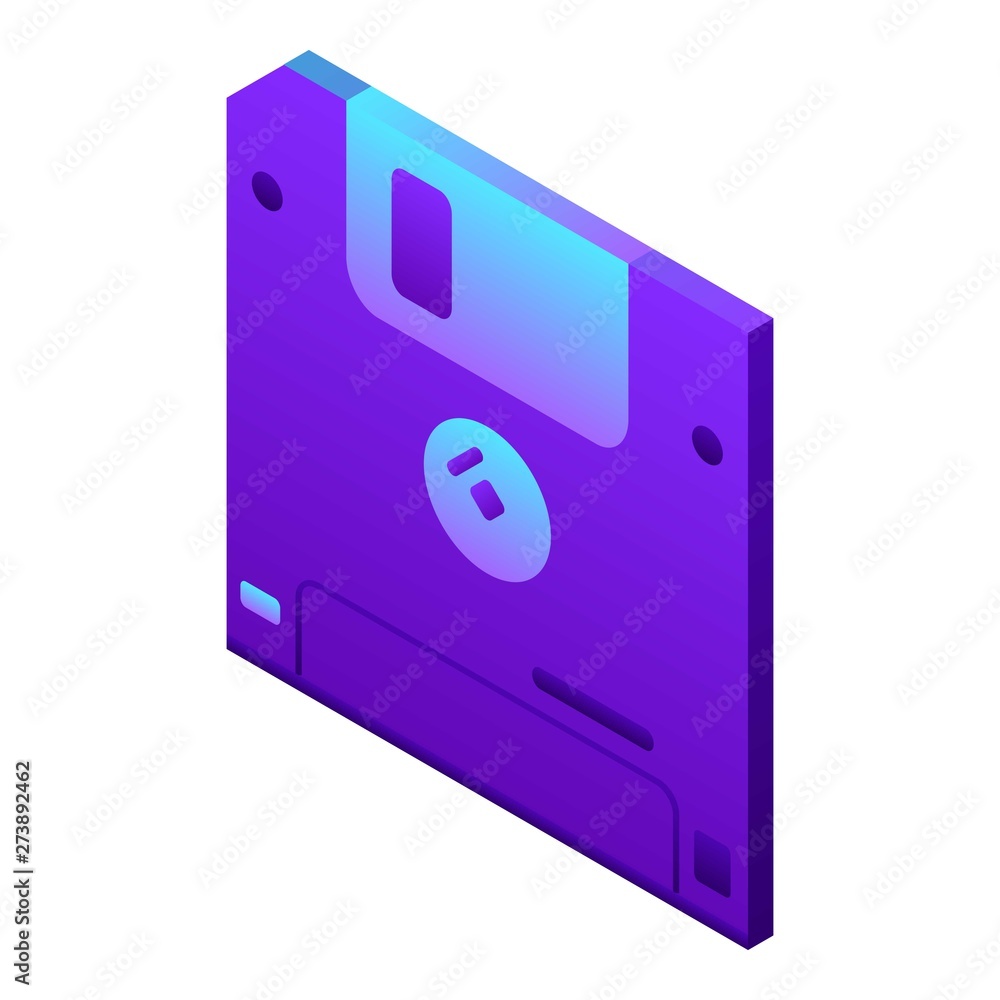 Poster floppy disk icon. isometric of floppy disk vector icon for web design isolated on white background