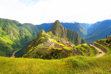 Landscapes view of Machupicchu New Seven Wonders of the World at Peru.