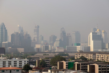 City landscape of View of PM2.5 air pollution in Bangkok, Thailand
