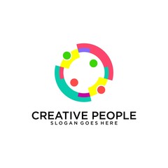 Obraz premium Creative people logo design template icon