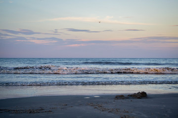 Atlantic ocean waves in sunset