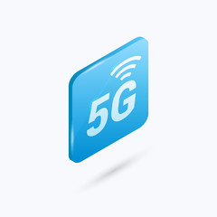 5G Network Isometric Color Icon