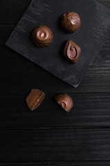 chocolate candies in the different forms and taste