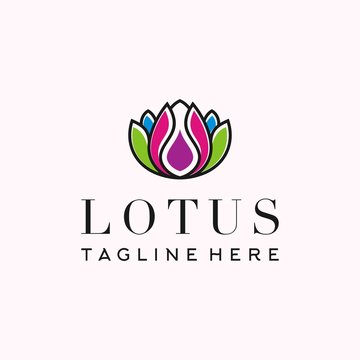 colorful lotus logo icon illustration vector graphic download