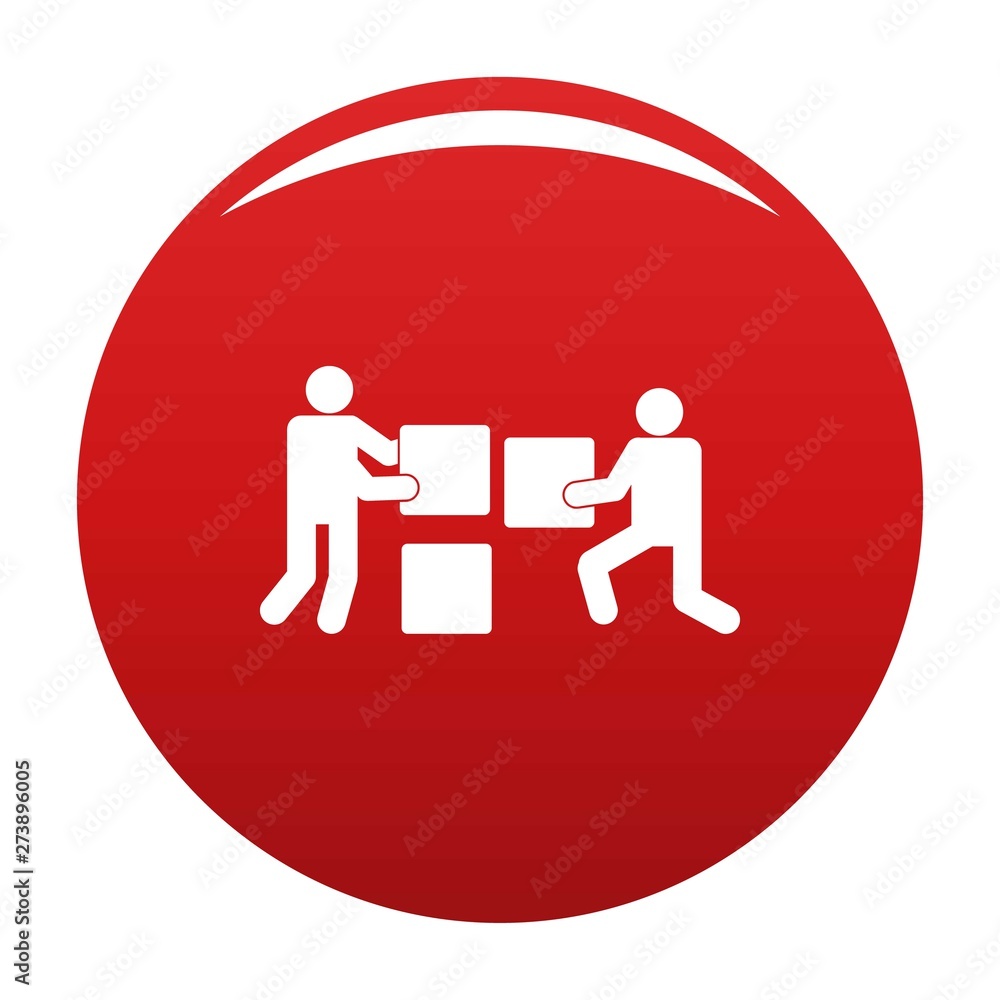 Poster building teamwork icon. simple illustration of building teamwork vector icon for any design red