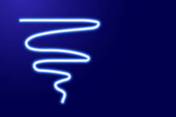 Abstract curve line from glowing blue neon luminescence line on dark background. Vector illustration.