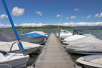 Fototapeta premium Bootshafen, Murtensee, Schweiz