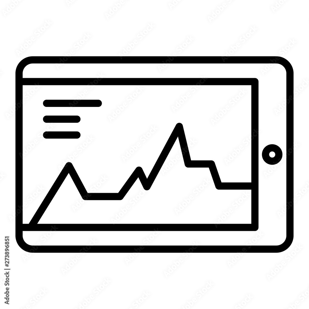 Poster chart on tablet icon. outline chart on tablet vector icon for web design isolated on white backgroun