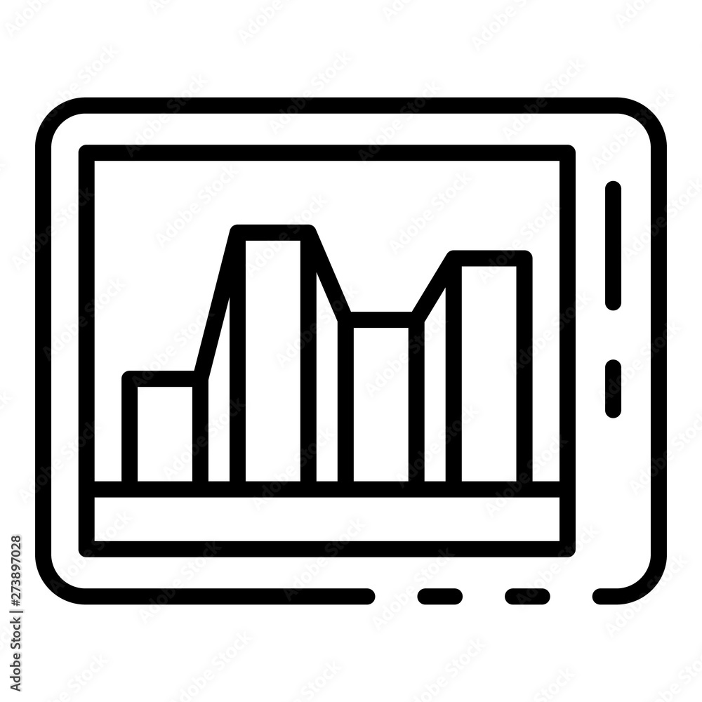 Poster tablet finance chart icon. outline tablet finance chart vector icon for web design isolated on white