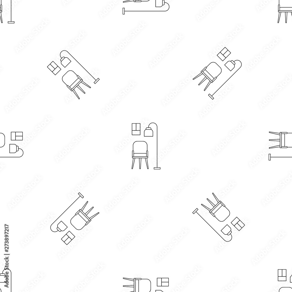 Poster chair and room lamp pattern seamless vector repeat geometric for any web design