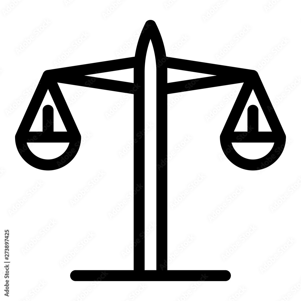 Poster judge balance icon. outline judge balance vector icon for web design isolated on white background
