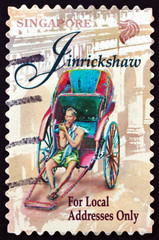 Postage stamp Singapore 1997 rickshaw