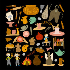 Pottery studio, background for your design