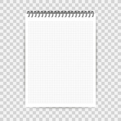 Notebook mockup, with place for your image, text or corporate identity details. Blank mock up with shadow on. Vector stock illustration.