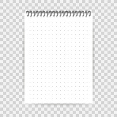 Notebook mockup, with place for your image, text or corporate identity details. Blank mock up with shadow on. Vector stock illustration.