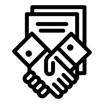 Law handshake icon. Outline law handshake vector icon for web design isolated on white background