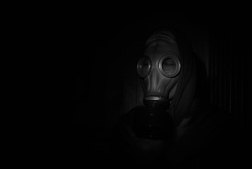 Man in gas mask. Health protection 