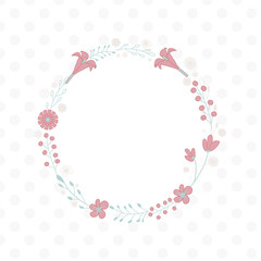 Flowers wreath round frame