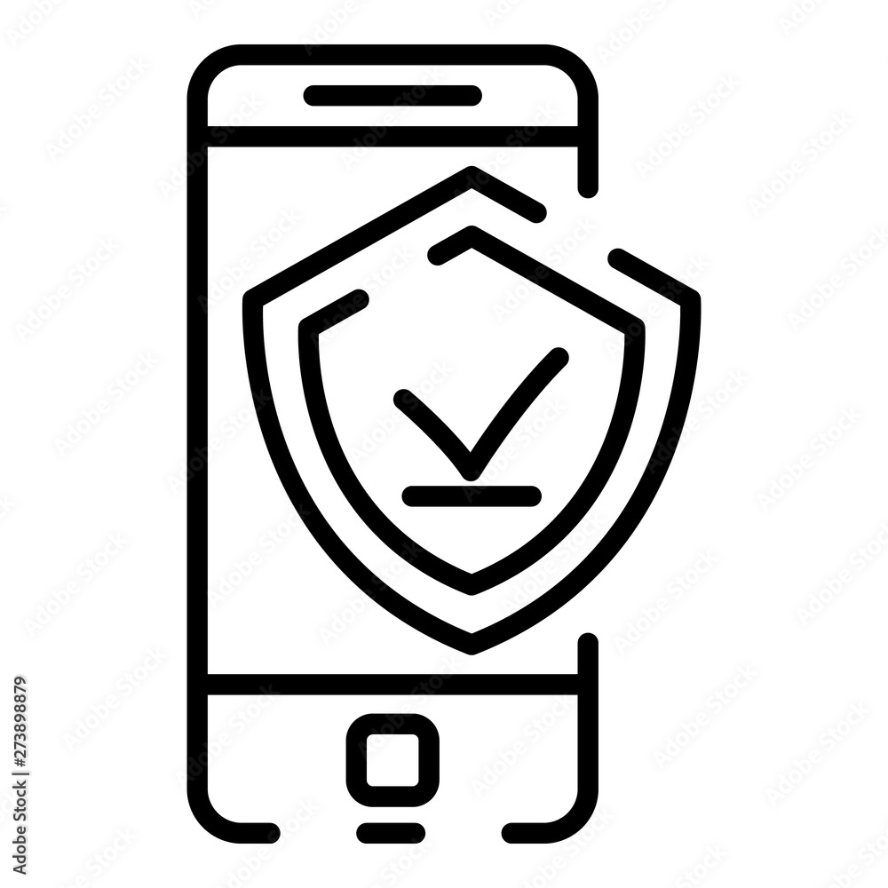 Poster protected smartphone icon. outline protected smartphone vector icon for web design isolated on white
