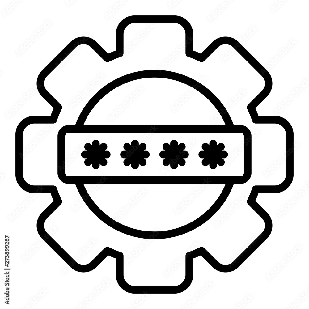 Aufkleber gear password icon. outline gear password vector icon for web design isolated on white background