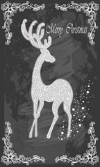 Beautiful Christmas card with reindeer . Vector, EPS10.