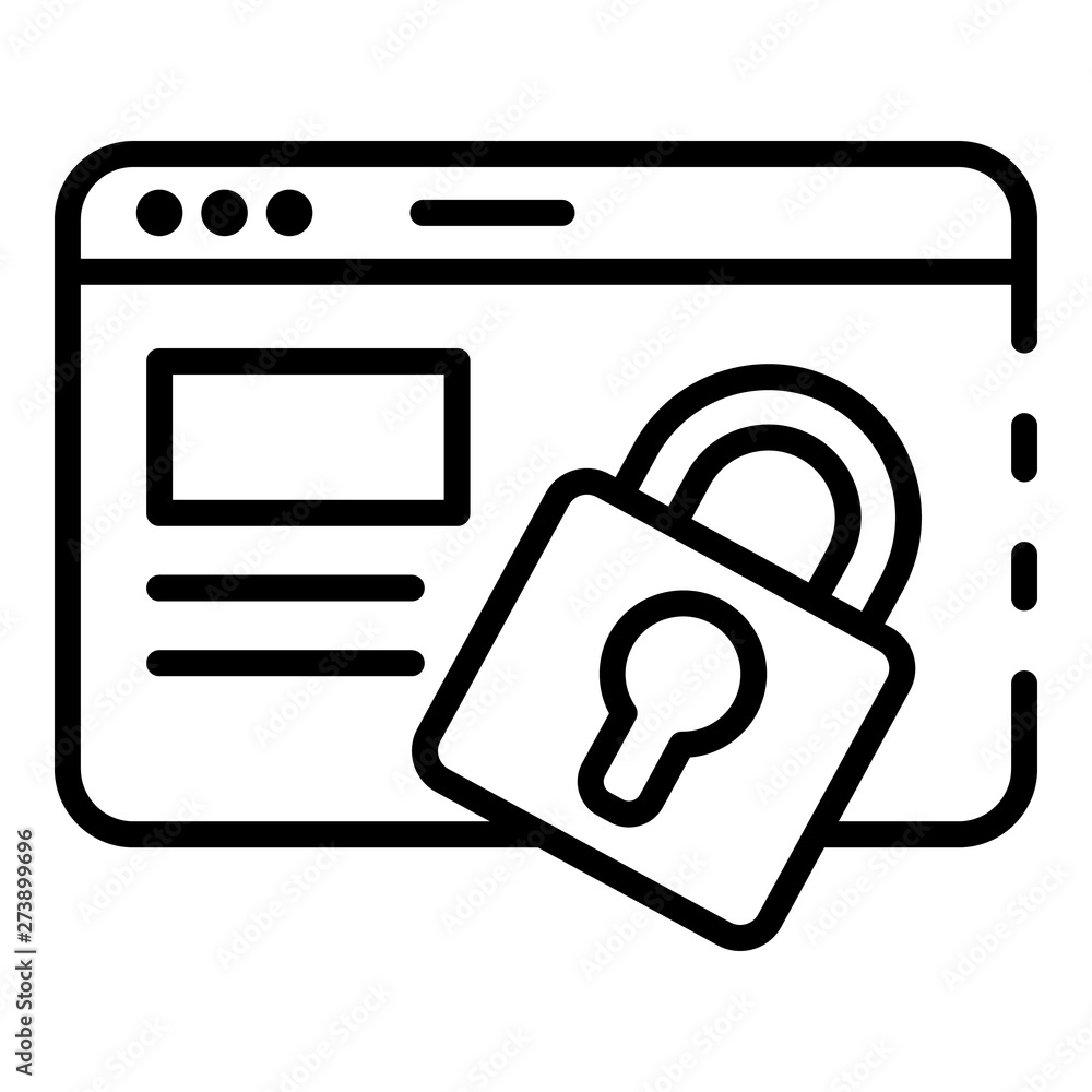 Poster web page locked icon. outline web page locked vector icon for web design isolated on white backgroun