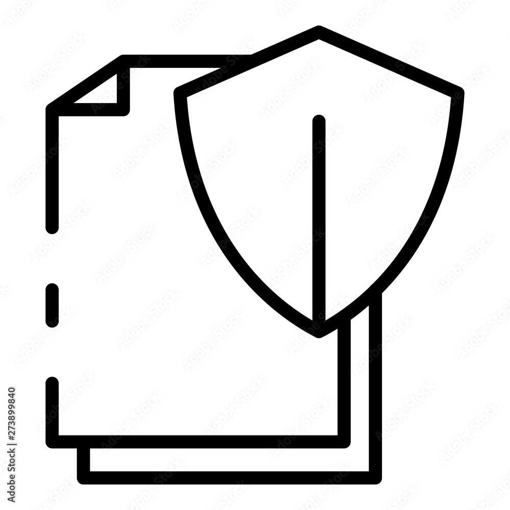 Poster protected shield document icon. outline protected shield document vector icon for web design isolate