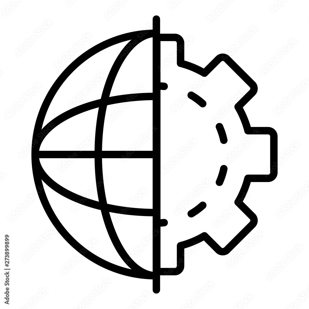 Poster global web gear icon. outline global web gear vector icon for web design isolated on white backgroun