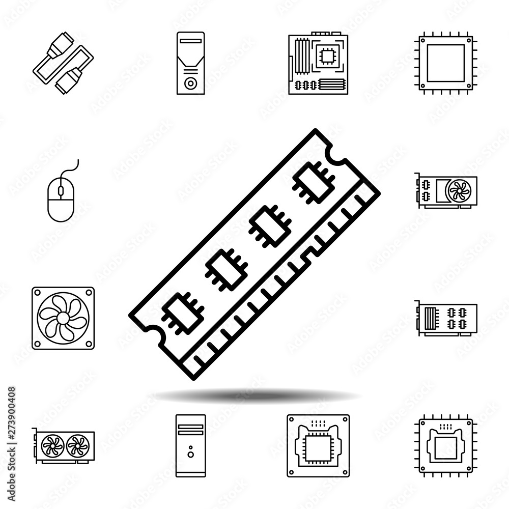 Poster hardware, memory, ram icon. simple thin line, outline vector element of hardware icons set for ui an
