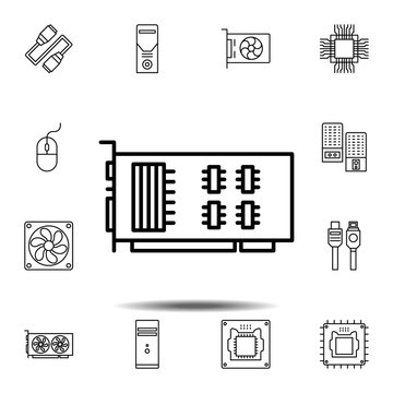 hardware, PCI, card, video icon. Simple thin line, outline vector element of hardware icons set for UI and UX, website or mobile application